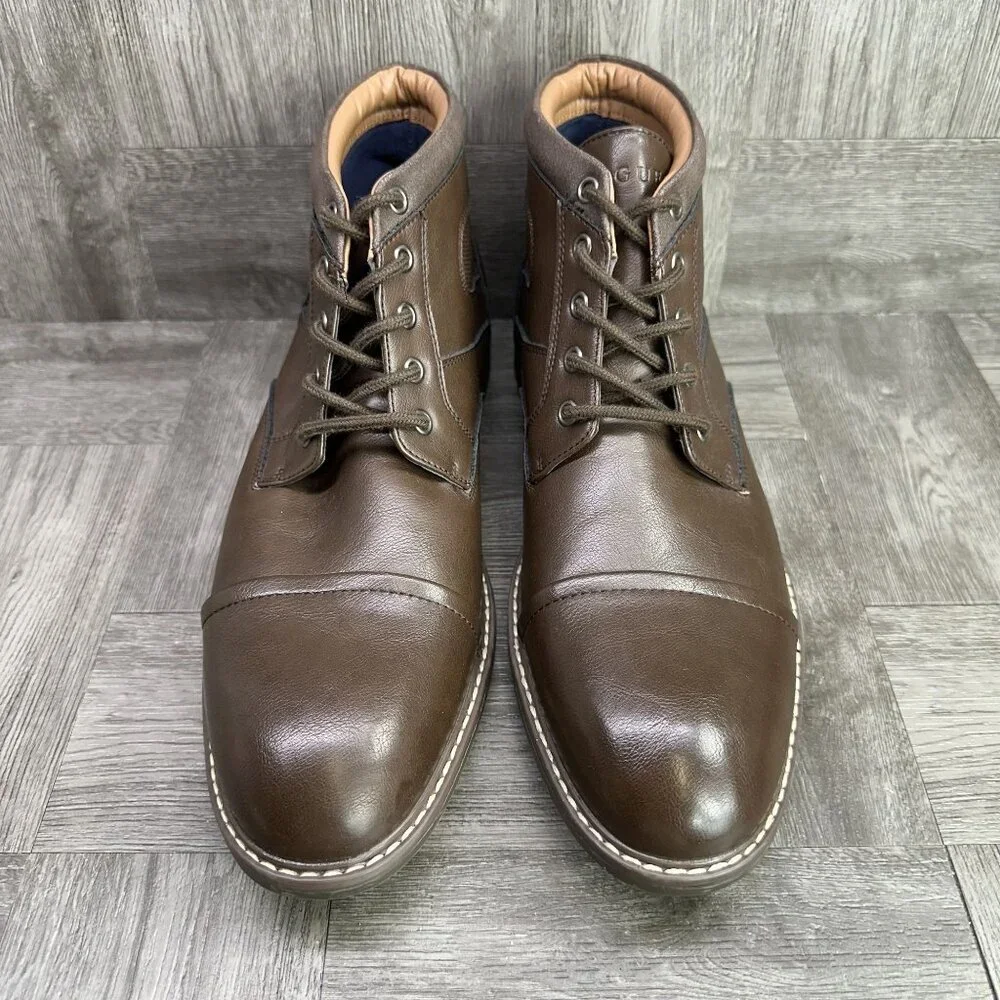 Guess Boots Mens 12 Brown Cap Toe Lace Up Synthetic Leather NEW